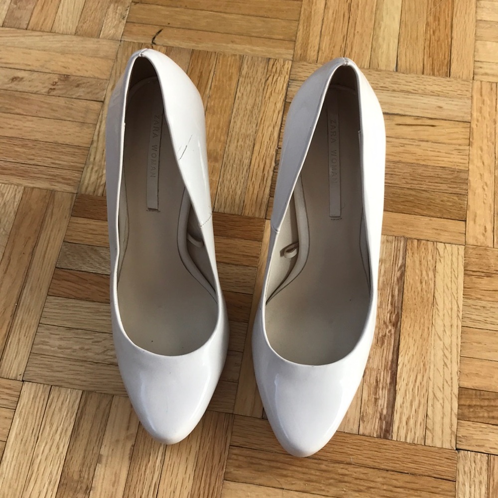 Patent Zara cream heels